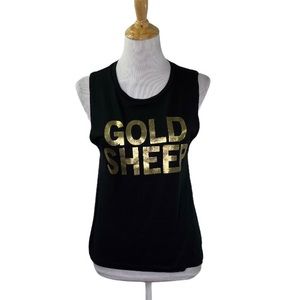 Goldsheep Womens Logo Muscle Tee Tank Black & Gold XS